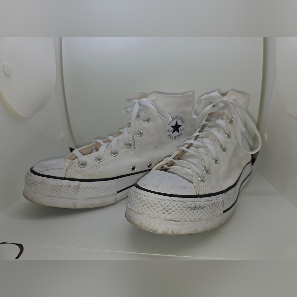 Converse All Star White High-Top Platform Sneakers